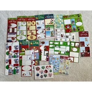 Mix Lot Of  Gift Tags Mostly Christmas , Few Easter  Stickers , 1 Valentine